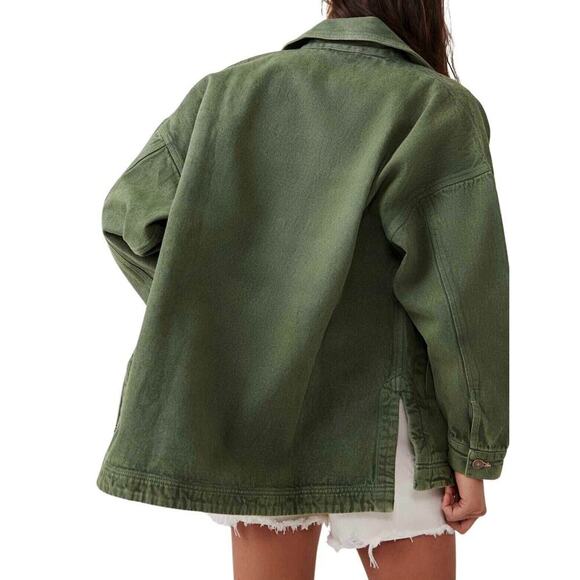 Free People Madison City Twill Jacket in Adventurer Size L. Oversized Utility - Picture 3 of 8